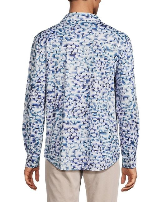 Robert Graham Blue 'Geometric Long Sleeve Shirt for men