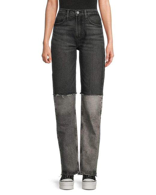 FRAME Black The Fashion Patchwork Two Tone Jeans