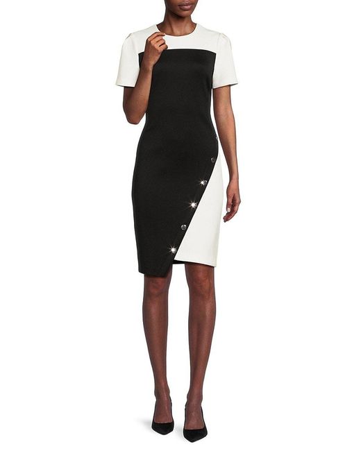 Tommy Hilfiger Black Colorblock Asymmetric Dress