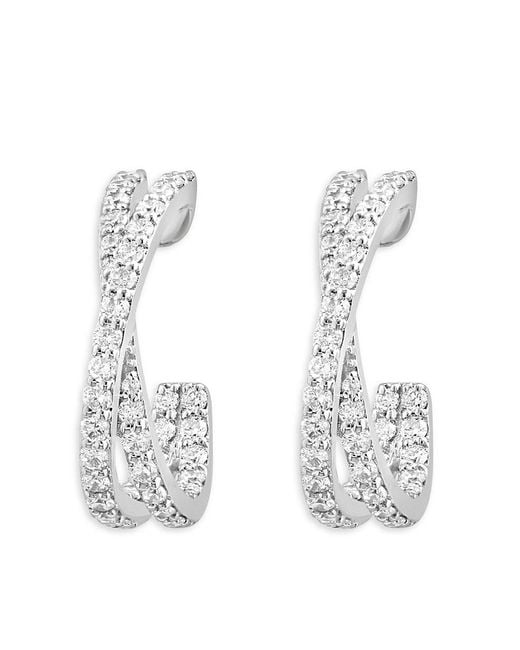 Effy White 14K & 0.97 Tcw Lab-Grown Diamond Half Hoop Earrings