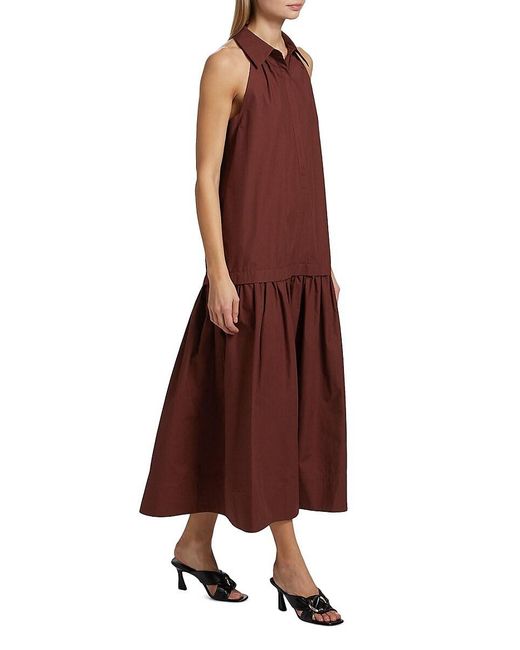 A.L.C. Brown A. L.C. Vera Cotton Drop-Waist Midi-Dress