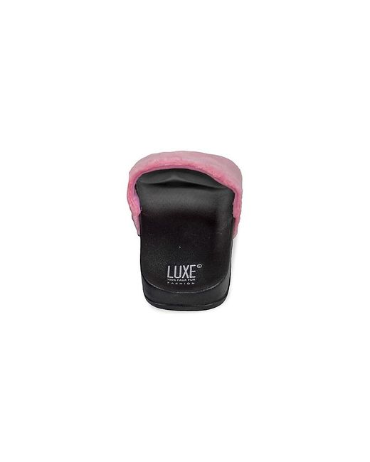Luxe Faux Fur Pink Faux Fur Slides