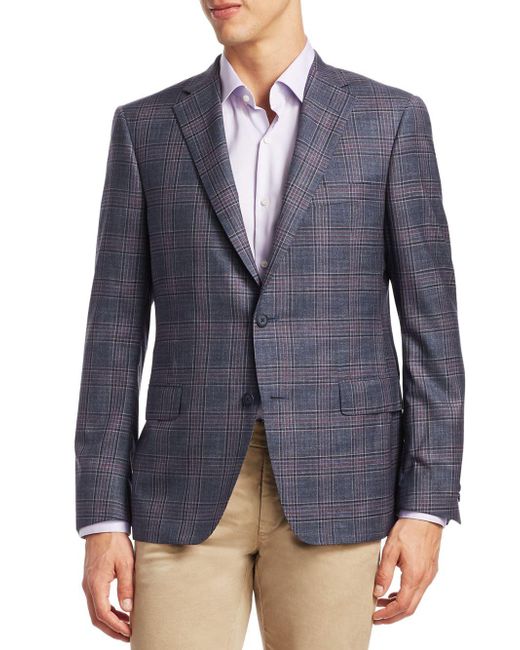 Saks Fifth Avenue Collection By Samuelsohn Plaid Wool Sportcoat in Blue for Men - Lyst