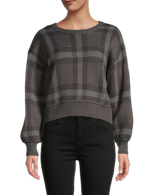 Vintage Havana Plaid Dropped Shoulder Sweater in Black Lyst