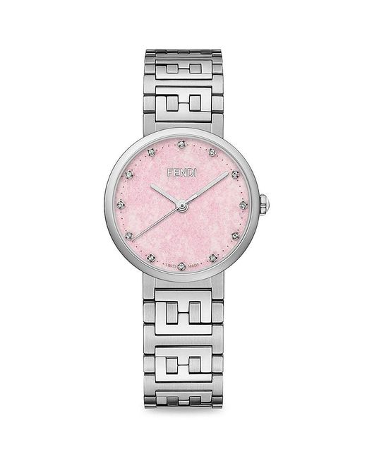 Fendi Pink Forever 29mm Stainless Steel & 0.06 Tcw Diamond Bracelet Watch