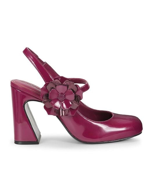 Karl Lagerfeld Purple 90Mm Floral Appliqué Glossy Pumps