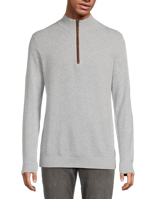 Hunter Gray Cotton Half-Zip Mock Turtleneck Sweater for men