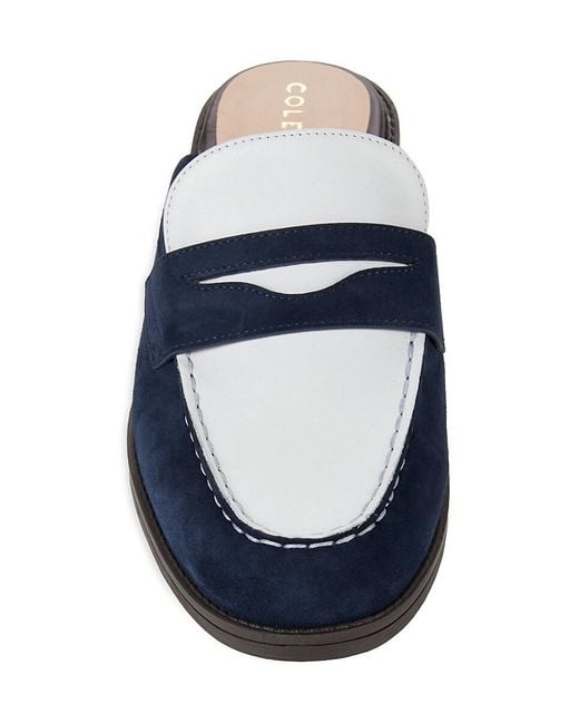 Cole Haan Blue Stassi Colorblock Penny Mules