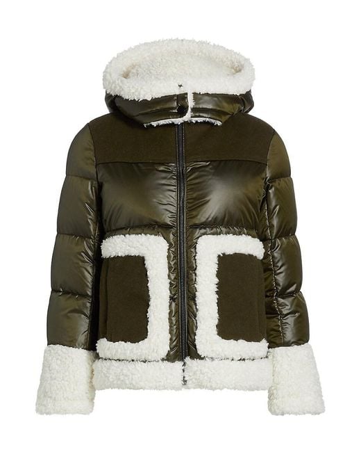 Mercer Collective Black Dana Mixed-media Hooded Down Coat