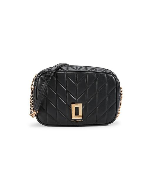 Karl Lagerfeld Black Quilted Leather Crossbody Bag