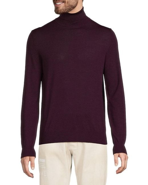 Bruno Magli Purple Classic Fit Merino Wool Turtleneck Sweater for men