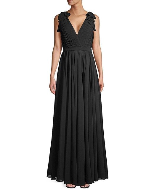 Basix Black Label Black Ruffled Shoulder Gown