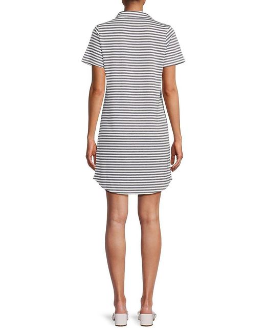 Bobeau White Striped Mini T-shirt Dress