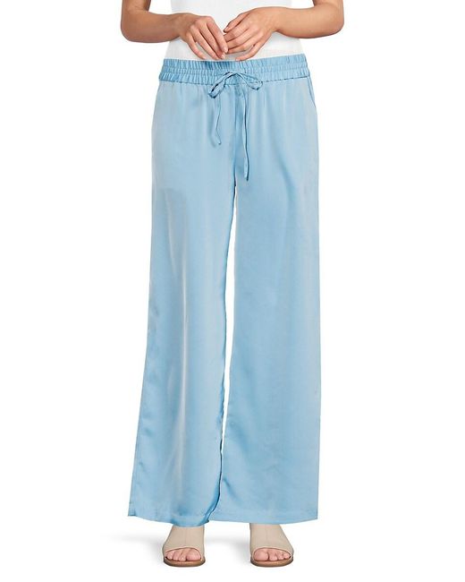 Saks Fifth Avenue Blue Satin Drawstring Pants