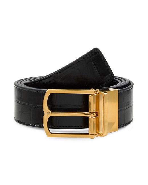 Bally Black Leather Reversible Belt for men