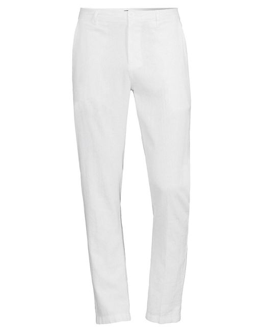 Linen-Blend Flat Front Pants