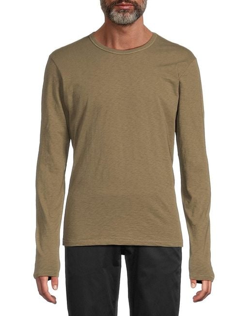 Rag & Bone Green Heathered Long-Sleeve Cotton T-Shirt for men