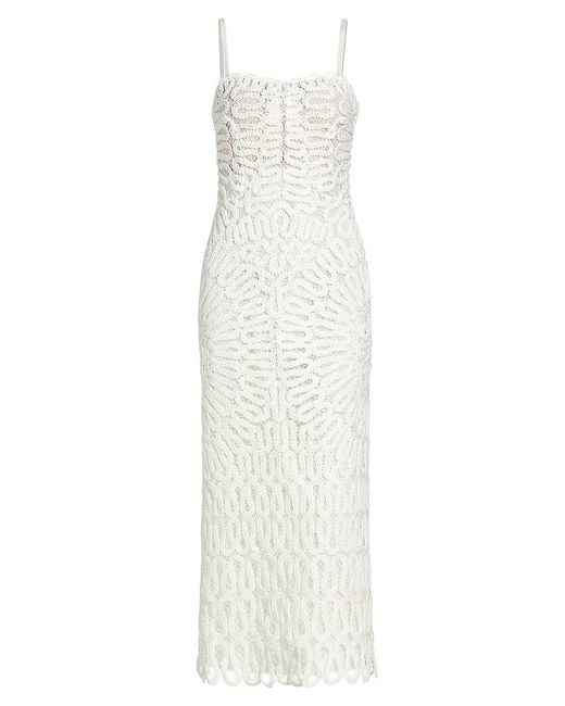 Jonathan Simkhai White Elise Crocheted Midi-Dress