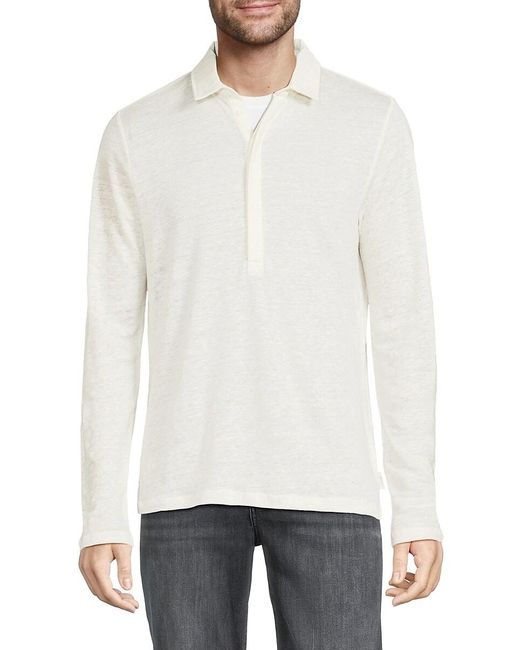 Onia White Long Sleeve Linen Shirt for men