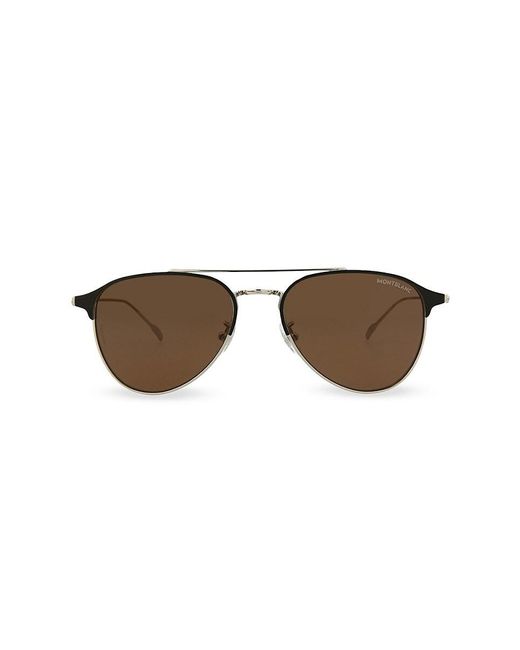 Montblanc Brown 55mm Aviator Sunglasses