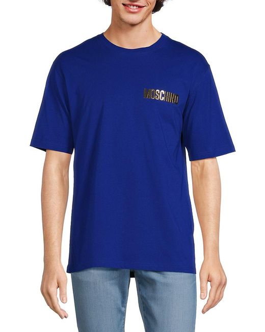 Moschino Blue Logo Crewneck T-shirt for men