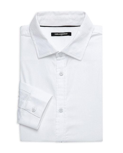 Karl Lagerfeld White Check Pattern Dress Shirt for men