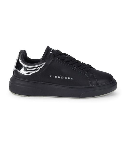 John Richmond Leather Low-top Sneakers in Black for Men | Lyst
