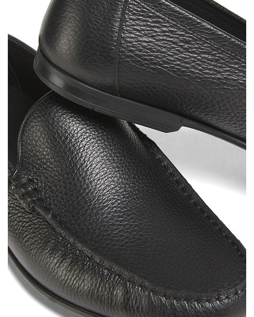 Bally Black Moc-Toe Leather Loafers for men