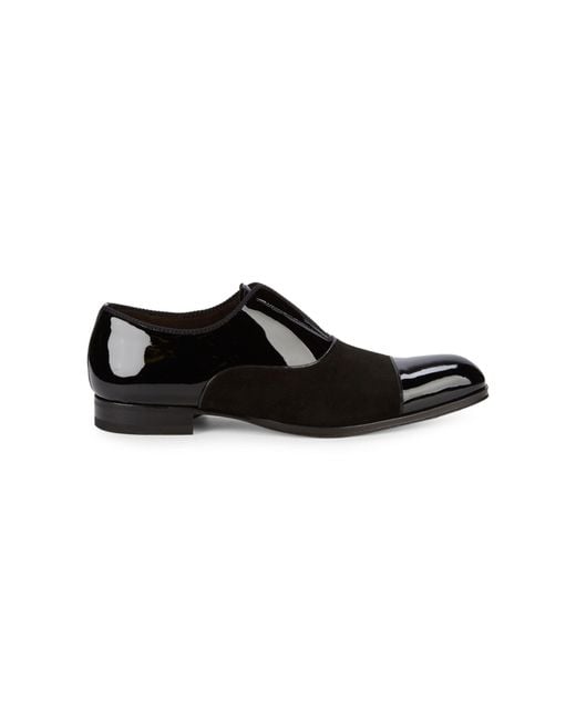 Mezlan Black Patent Leather & Suede Slip-on Shoes for men