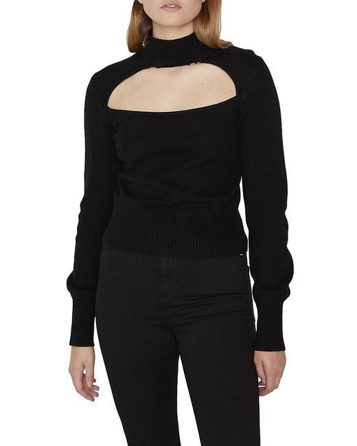 FRAME Black Cut-out Turtleneck Cashmere-blend Sweater