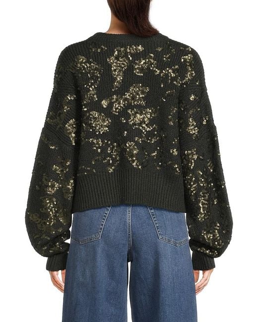 Rag & Bone Black Liza Sequined Cropped Sweater
