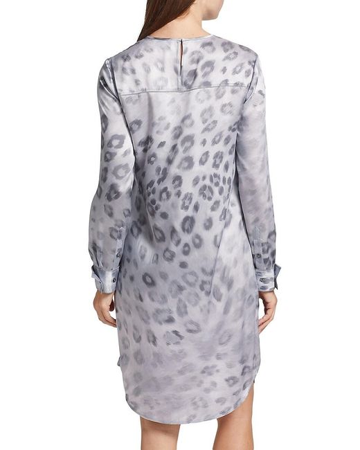 St. John Gray Collection Line Leopard-Print Satin Dress