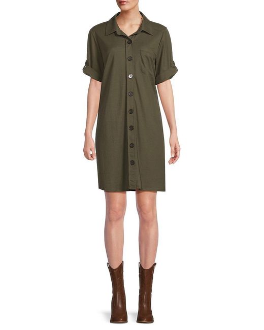 Bobeau Green 'Elbow Sleeve Mini Shirtdress