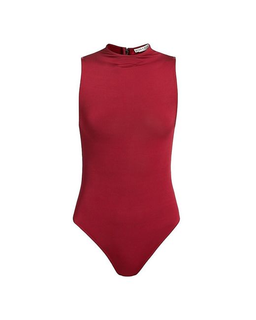 Alice + Olivia Red Nichol Highneck Bodysuit