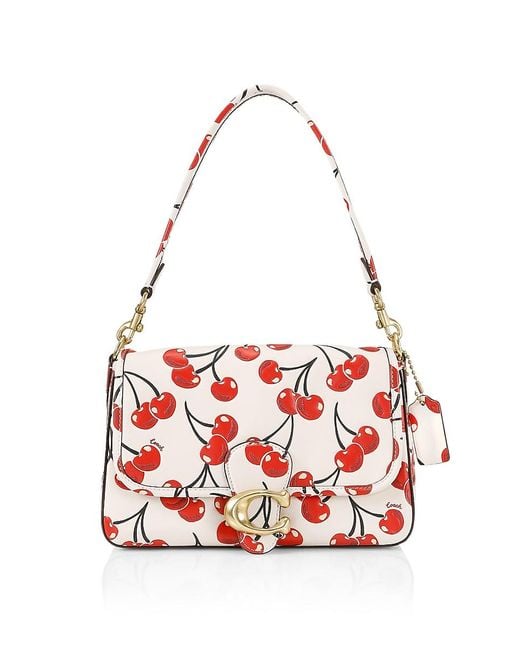 COACH White Soft Tabby Cherry-print Leather Shoulder Bag