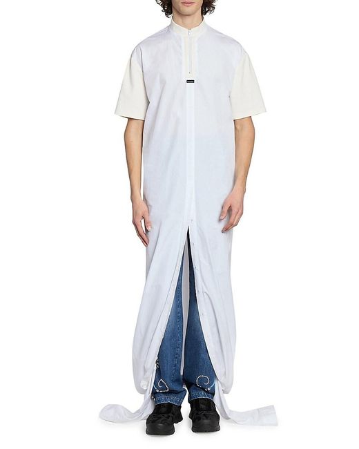 Bluemarble White Foldover Layered Cotton Poplin Shirt for men