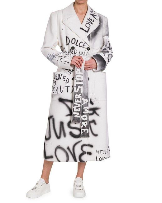 【関税＆送料込み】Dolce & Gabbana Black And White Coat Wit DOLCE & GABBANA Jacket White DG Logo Polyester Jersey Bomber