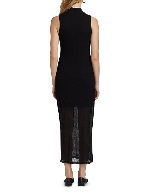 FRAME Black Mesh Mock Turtleneck Sleeveless Maxi-Dress