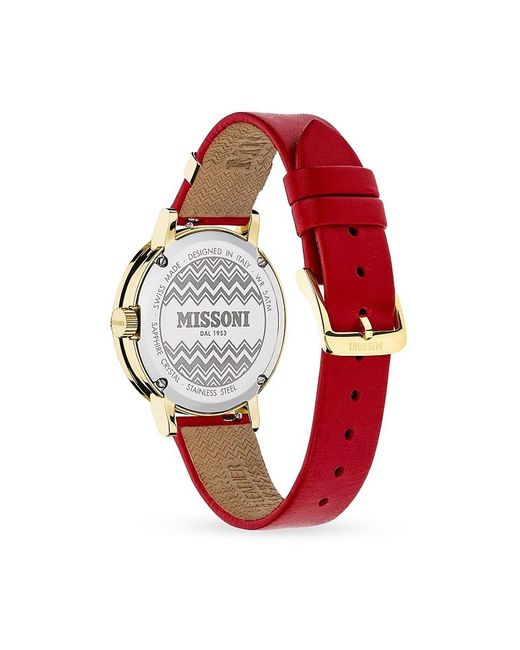 Missoni Red Saint Valentine Edition 34.5mm Stainless Steel & Leather Strap Watch