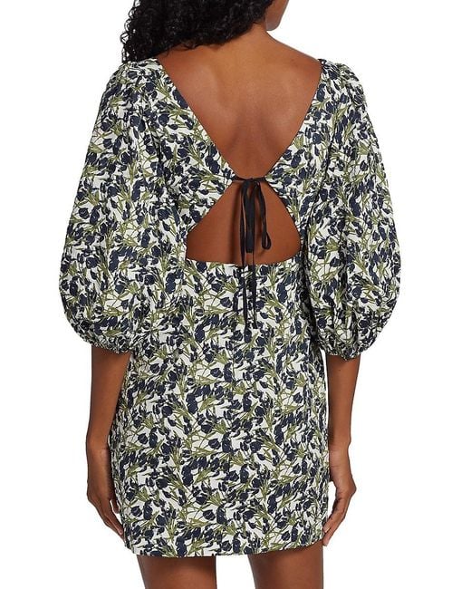 MICHELLE SMITH Black X Saks Bella Twist Balloon-Sleeve Minidress
