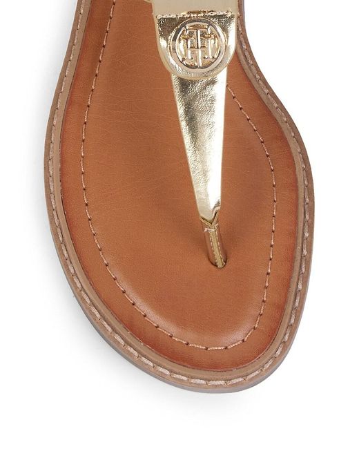 Tommy Hilfiger White Bennia Metallic Thong Sandals