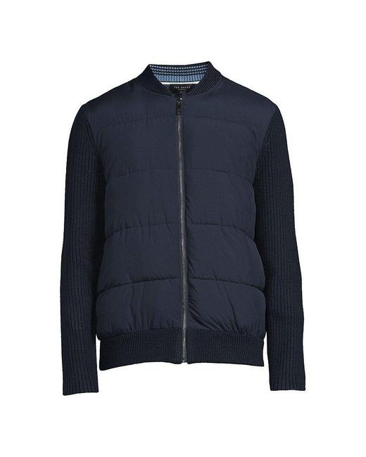 Ted Baker Spores Mixed Media Puffer Jacket in Blue for Men Lyst