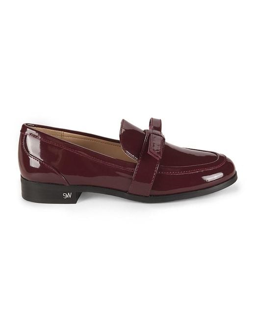 Stuart Weitzman Purple Emma Patent Leather Bow Loafers