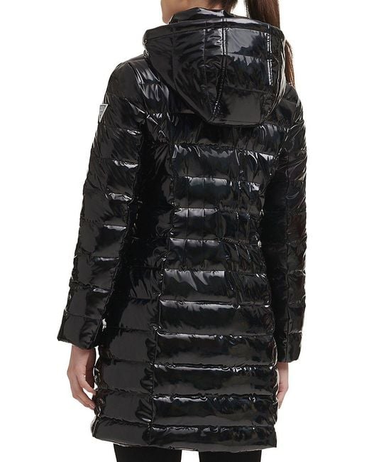 Guess Hooded Puffer Jacket in Black Lyst