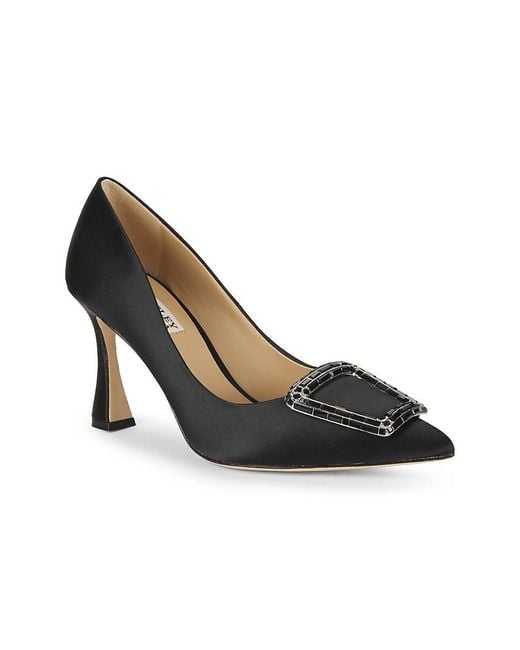 Badgley Mischka White Aubree 85mm Embellished Satin Pumps