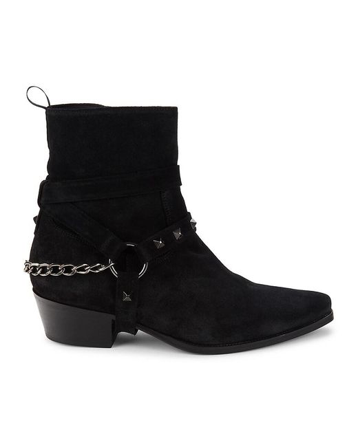Karl Lagerfeld Black Chain Trim Suede Ankle Boots for men