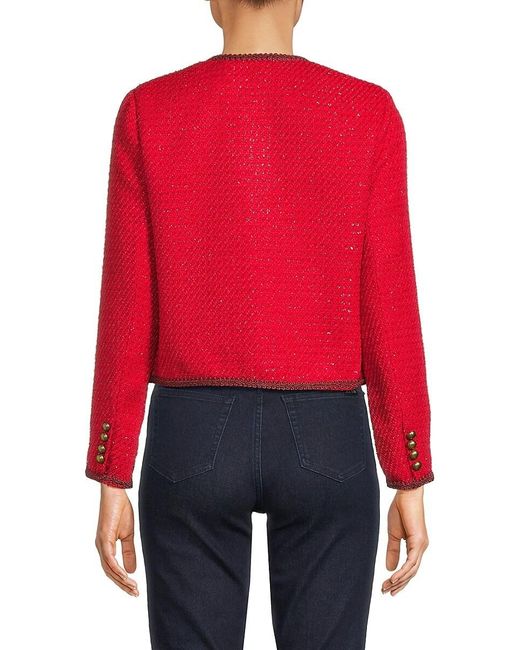 Saks Fifth Avenue Black Braided Trim Tweed Jacket