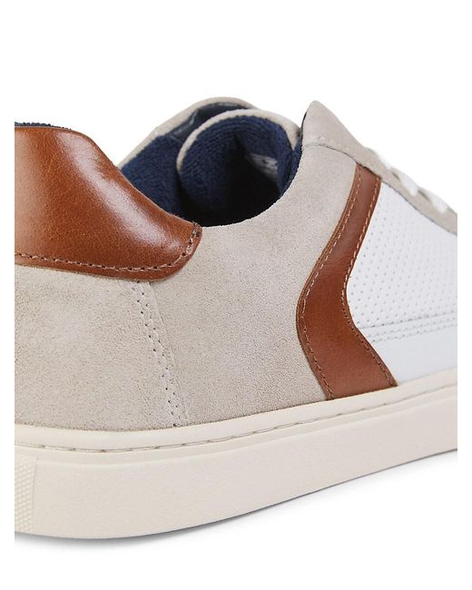 Steve Madden White Colorblocked Leather Low-Top Sneakers for men