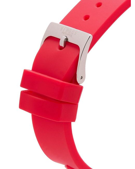 Versus  Red Fire Island Studs Silicone Strap Watch/39Mm