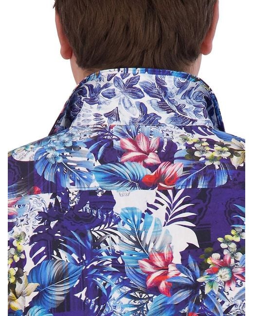 Robert Graham Blue Merrick Floral Camp Shirt for men